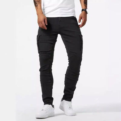 Pantalón cargo hombre ajustado denim elástico azul claro - Denver