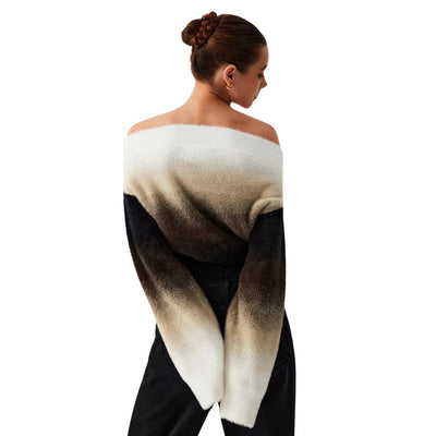 Clarissa - Jersey de punto esponjoso con degradado sin hombros