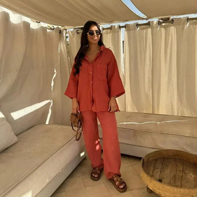 Nienke - Conjunto suelto vintage para mujer