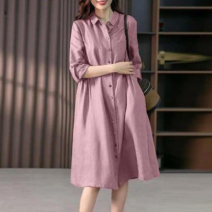 Juliette - Vestido camisero con tapeta de botones y bolsillo en el pecho
