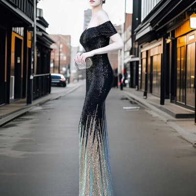 Adriana - Elegante vestido de noche con hombros al descubierto