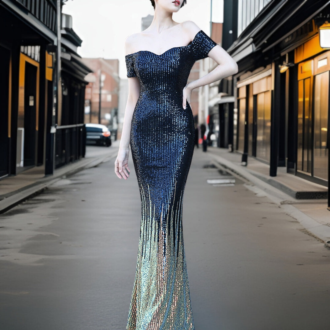 Adriana - Elegante vestido de noche con hombros al descubierto