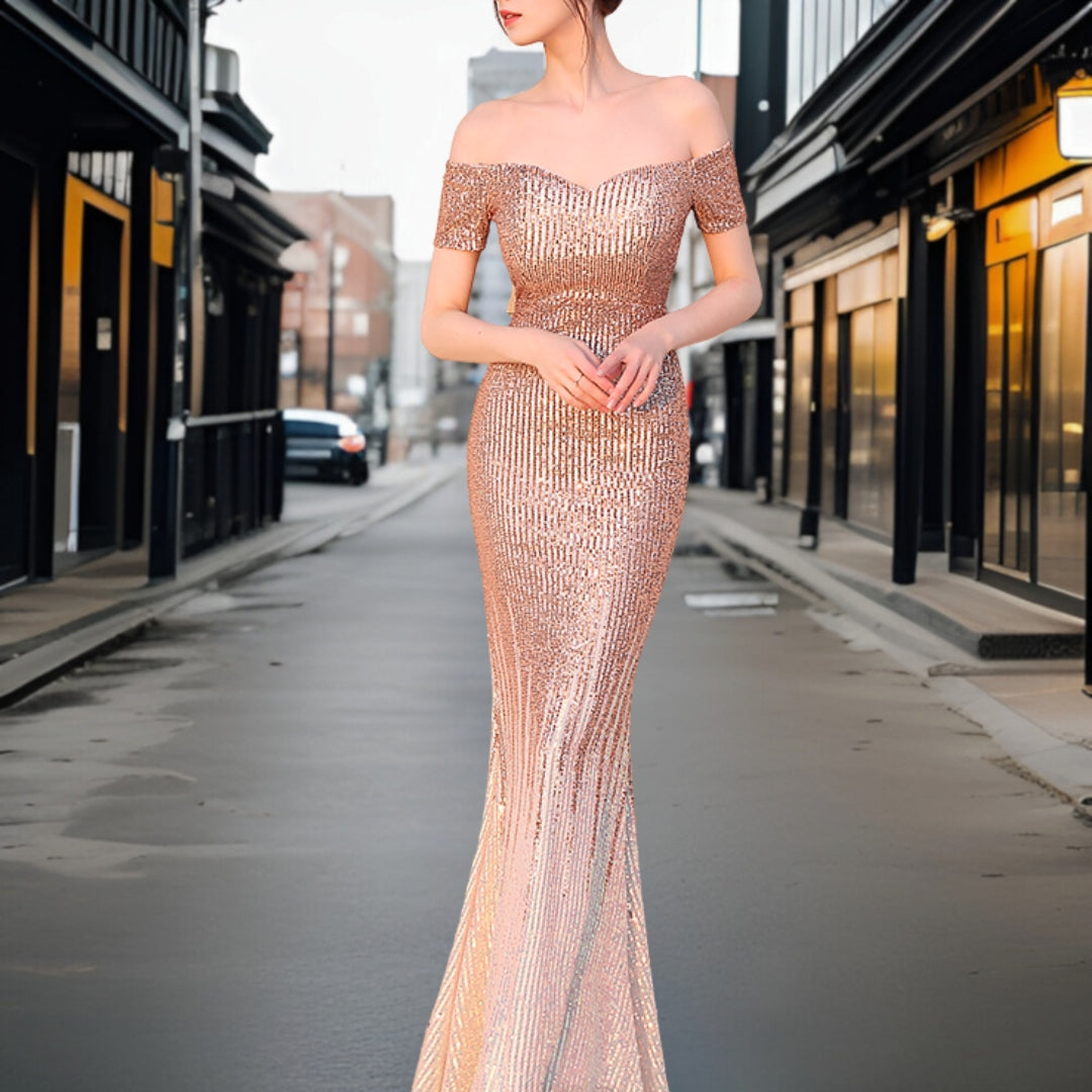 Adriana - Elegante vestido de noche con hombros al descubierto