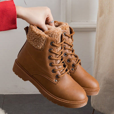 Botas casuales para mujer con forro calido y cordones - Selene