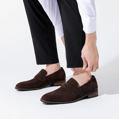 Mocasines hombre cuero gamuza estilo clásico marrón - Lancaster