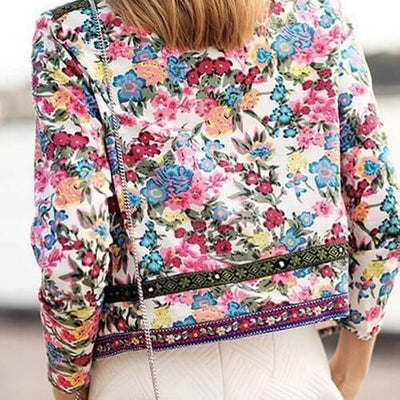 Natascha - Blazer boho de satén con un precioso estampado floral
