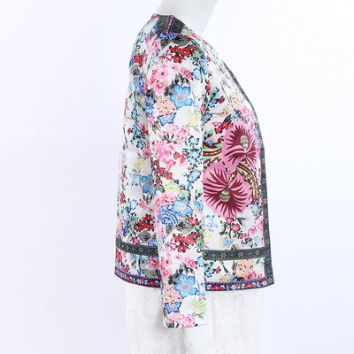 Natascha - Blazer boho de satén con un precioso estampado floral