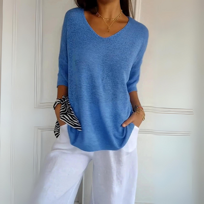 Marij - Jersey casual de mujer con cuello en V