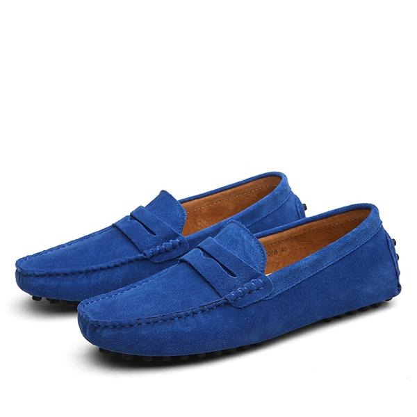 Mocasines hombre gamuza genuina estilo casual azul petróleo - Larkstone