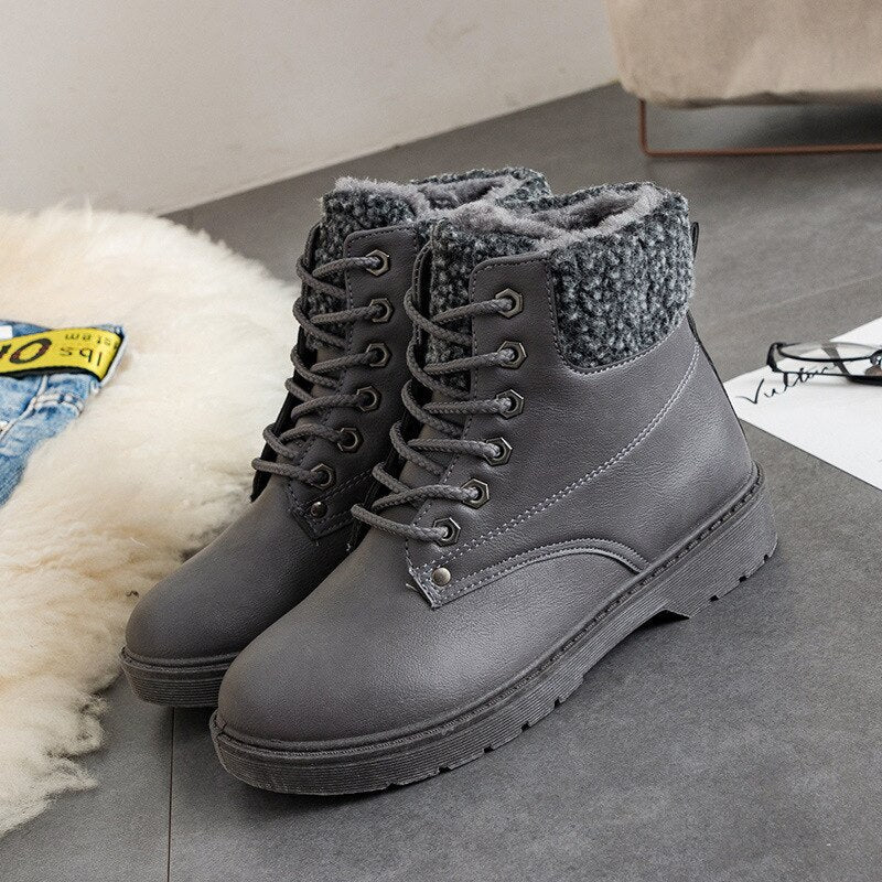 Botas casuales para mujer con forro calido y cordones - Selene