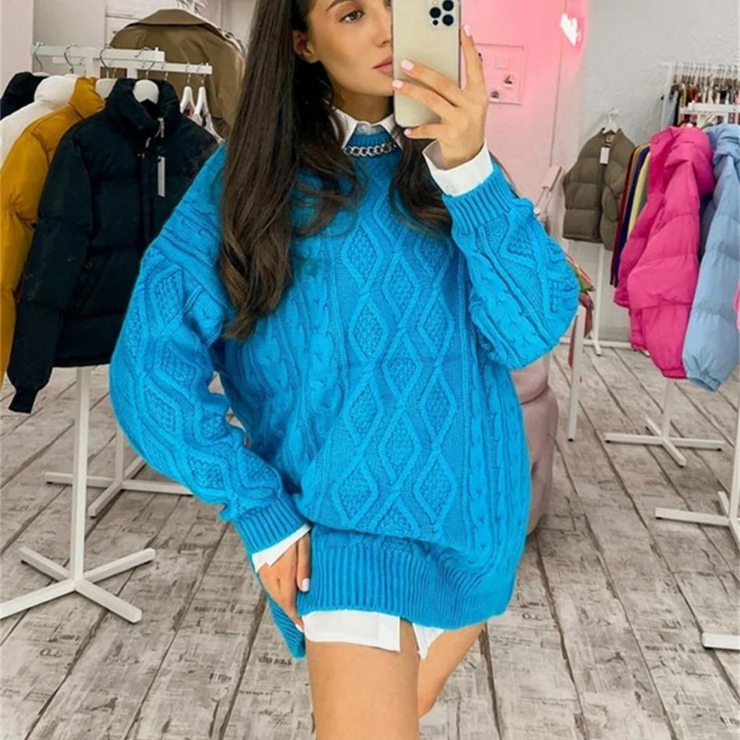 Enna - Vestido de punto texturizado con diseño de punto por cable y corte holgado