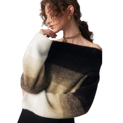 Clarissa - Jersey de punto esponjoso con degradado sin hombros