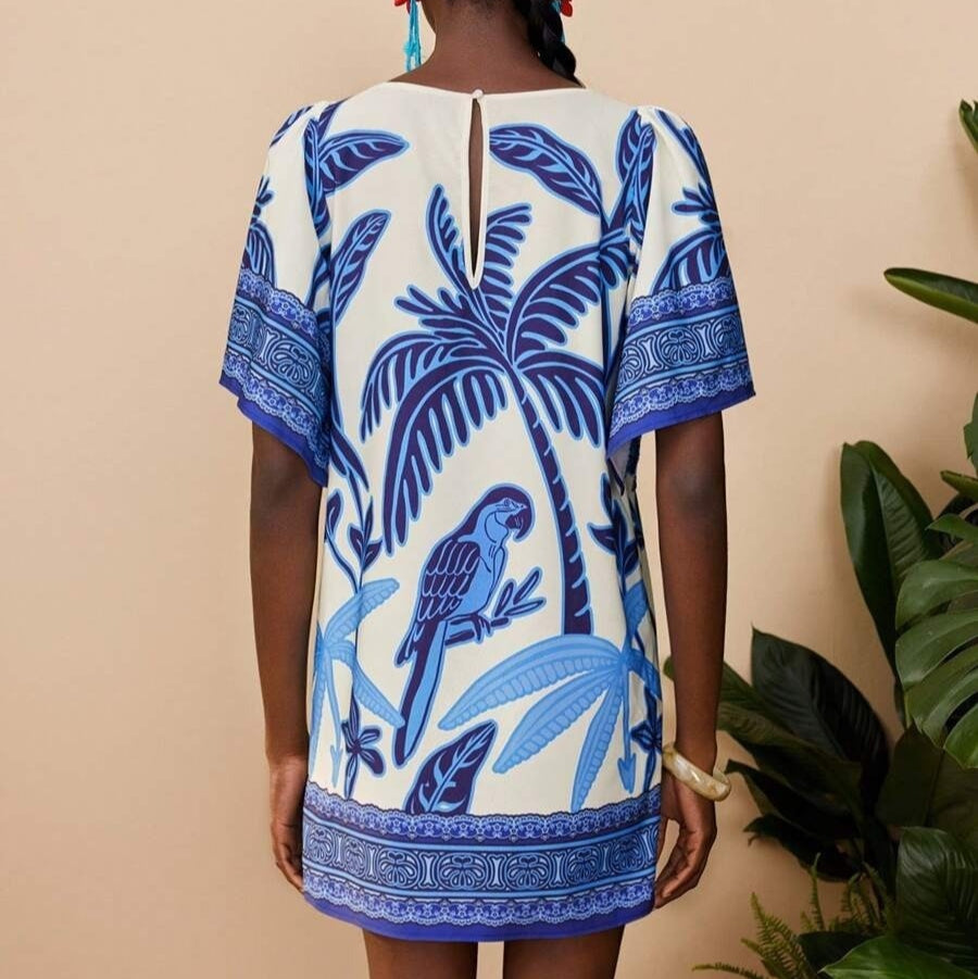 Vestido corto para mujer estampado floral estilo étnico - Nayeli