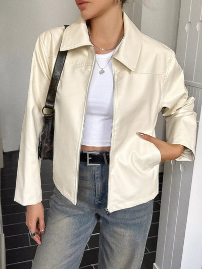 Chaqueta para mujer efecto piel con cremallera frontal - Kendra