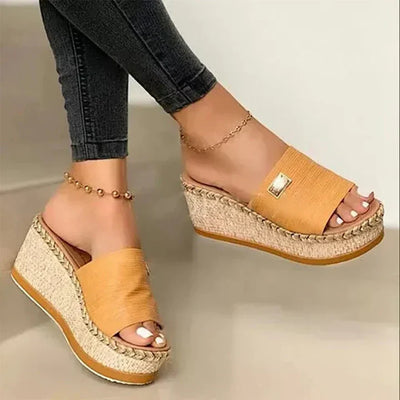 Orthagur - Sandalias de cuña ortopédicas para el verano para mujer