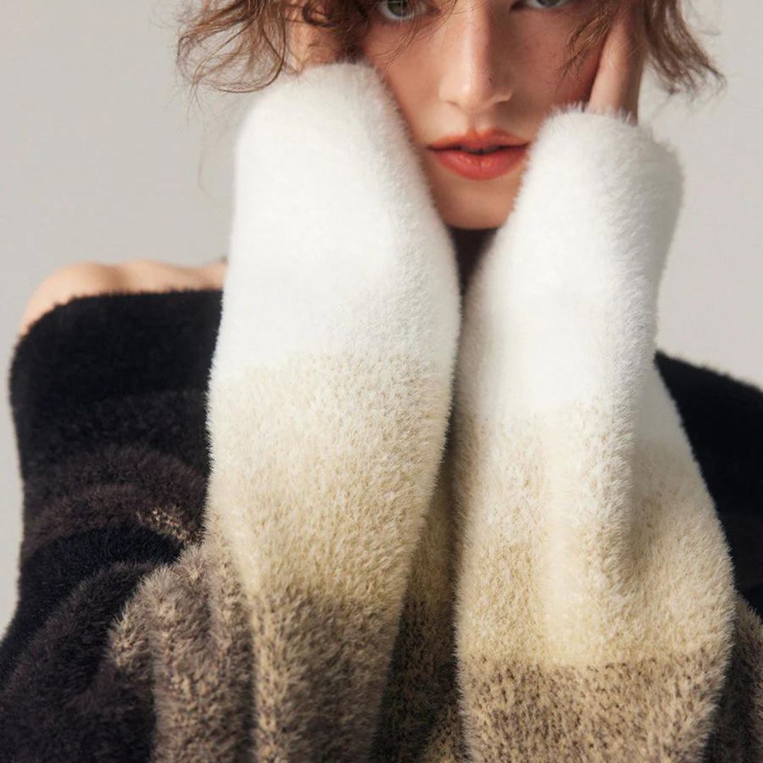 Clarissa - Jersey de punto esponjoso con degradado sin hombros