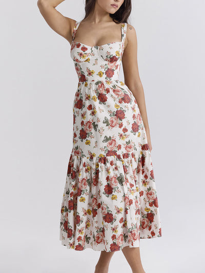 Fryda - Suave vestido floral halter midi