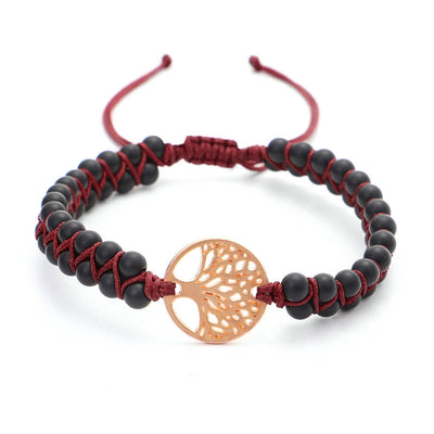 Pulsera de yoga tejida con dije árbol de vida