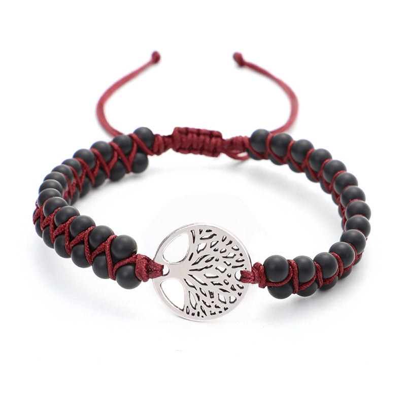 Pulsera de yoga tejida con dije árbol de vida