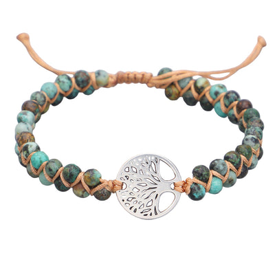 Pulsera de yoga tejida con dije árbol de vida