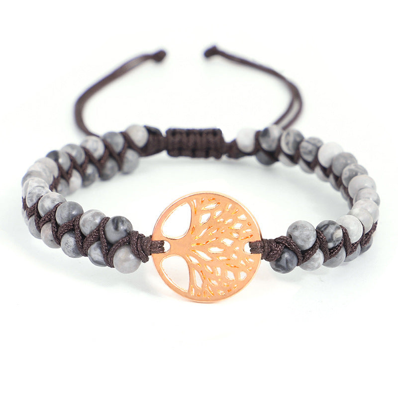 Pulsera de yoga tejida con dije árbol de vida