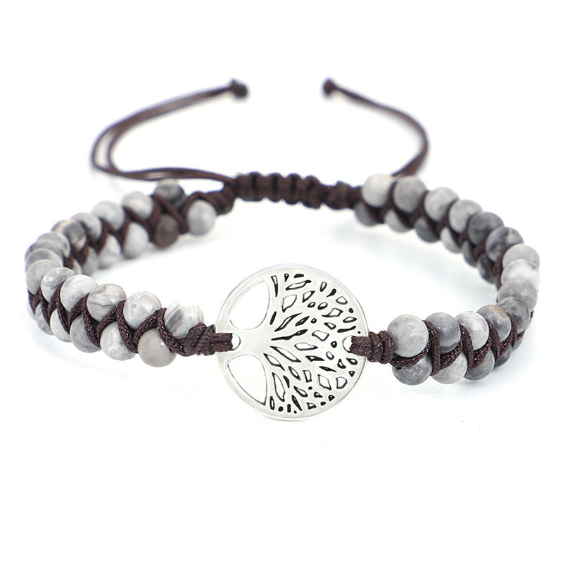 Pulsera de yoga tejida con dije árbol de vida