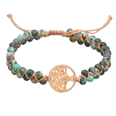 Pulsera de yoga tejida con dije árbol de vida