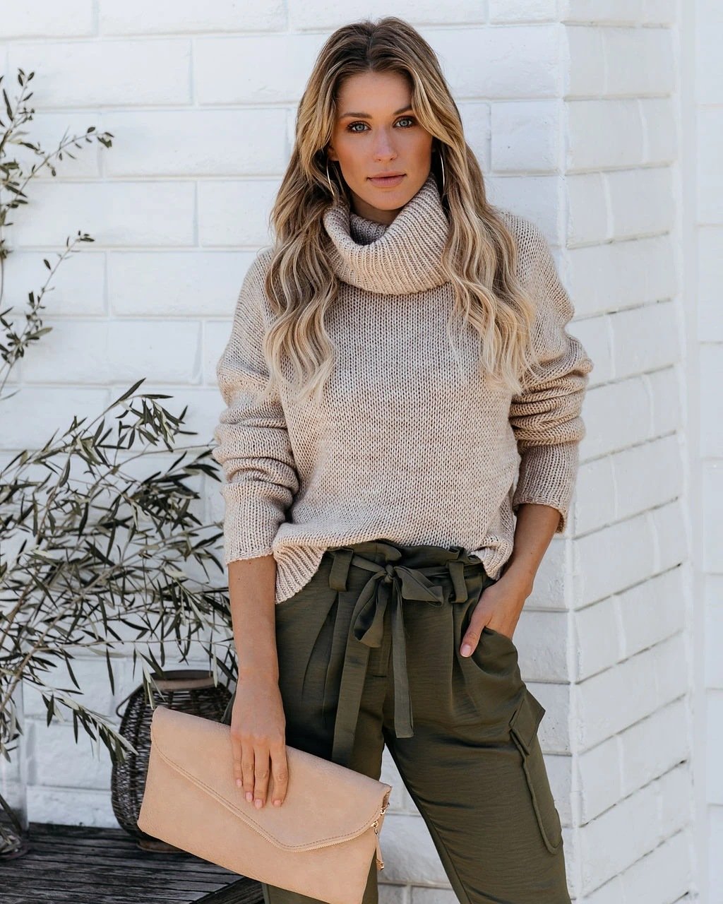 Sueter de punto para mujer de cuello alto - Aurelia