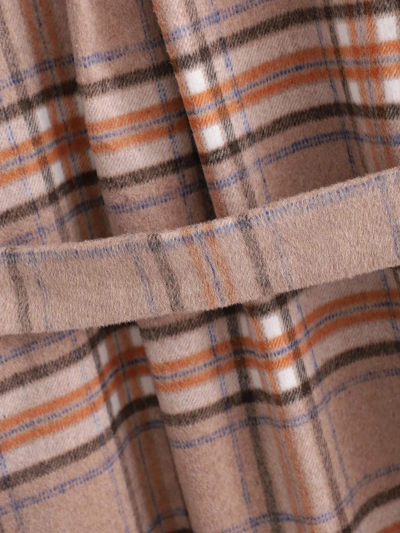 Chantal - Abrigo largo de cuadros para mujer, estilo otoñal, corte holgado