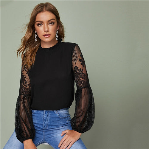 Dara - Blusa de encaje transparente elegante para mujer