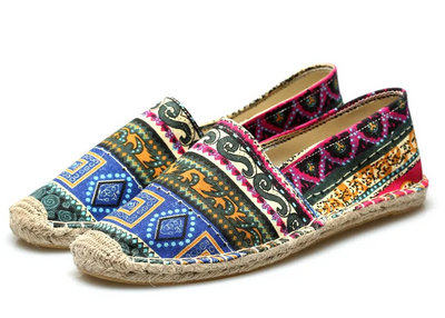 Alpargatas hombre diseño étnico en lona transpirable multicolor - Kalben