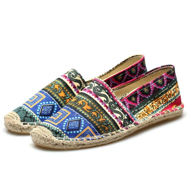 Alpargatas hombre diseño étnico en lona transpirable multicolor - Kalben