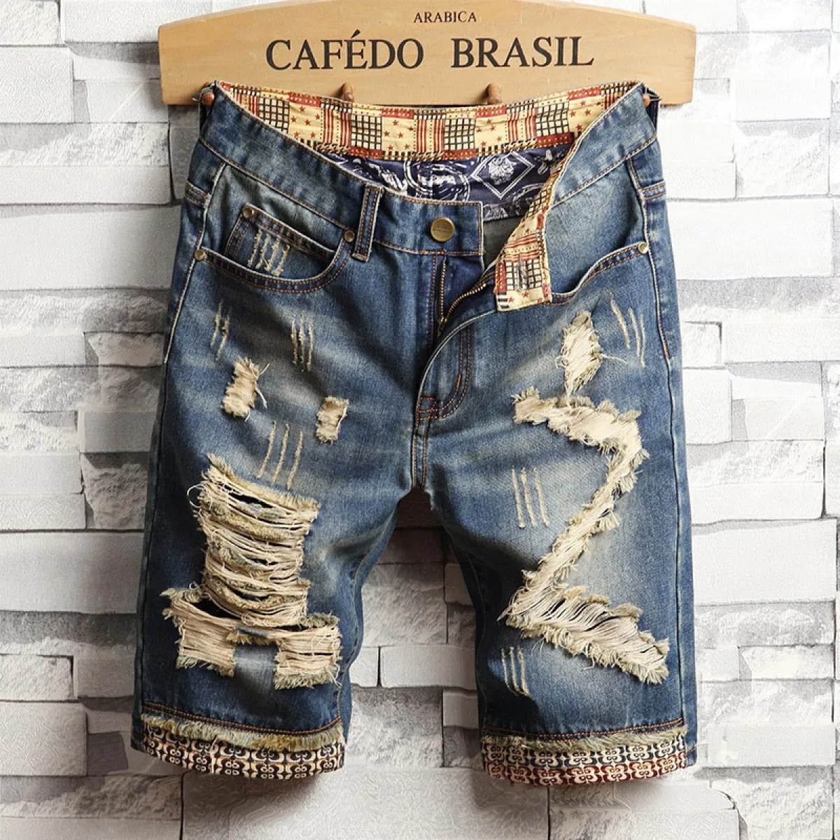 Pantalones cortos hombre denim desgastado estilo urbano - Bruno