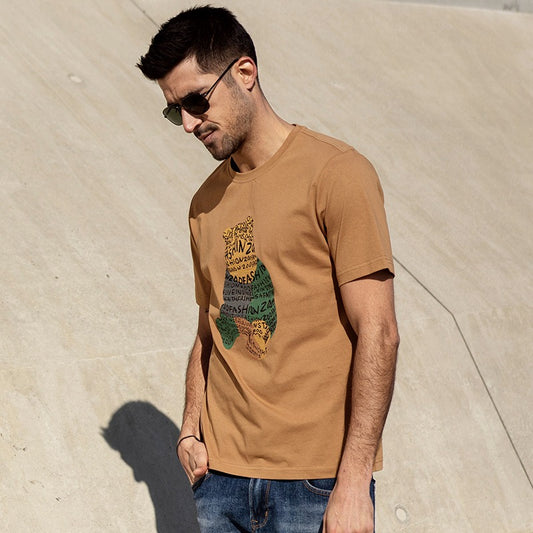Camiseta hombre algodón estampado gráfico corte recto - Tomás
