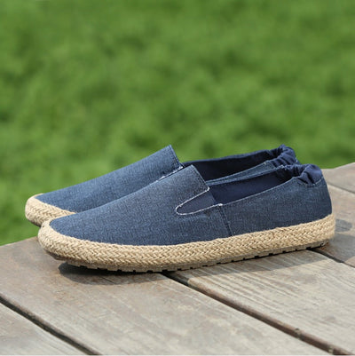 Alpargatas hombre lona transpirable con suela de yute natural - Olver