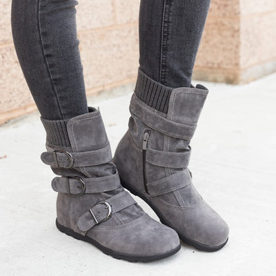 Botas ajustables para mujer efecto ante - Avenne