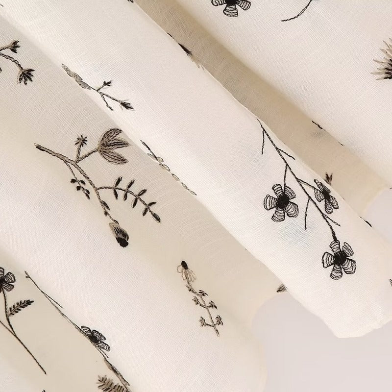 Conjunto 2 piezas estampado floral crema - Liora