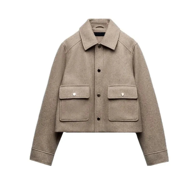 Chaqueta de otoño casual de mujer con solapa y bolsillos - Heidi