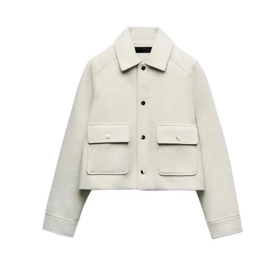 Chaqueta de otoño casual de mujer con solapa y bolsillos - Heidi