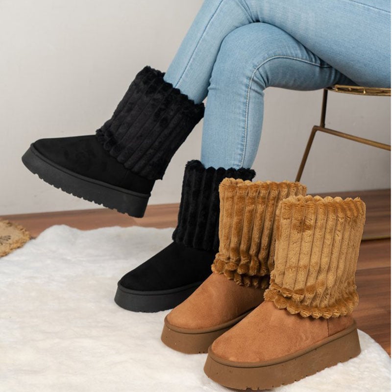 Botas de invierno para mujer con caña de pelo acanalado - Romina