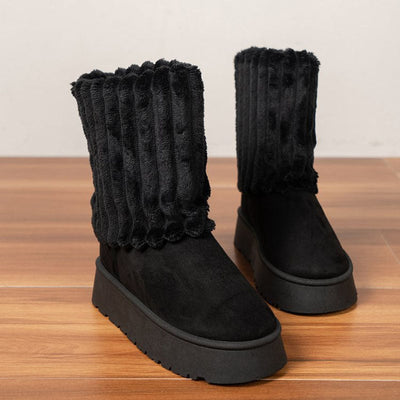 Botas de invierno para mujer con caña de pelo acanalado - Romina