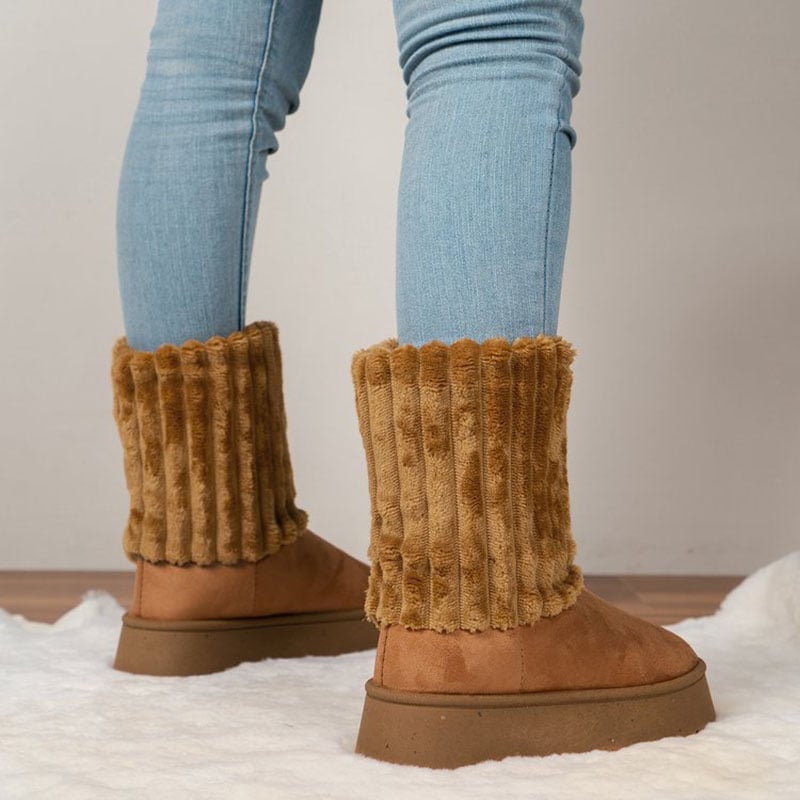 Botas de invierno para mujer con caña de pelo acanalado - Romina