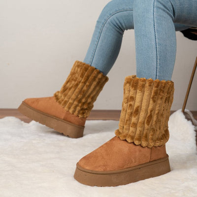 Botas de invierno para mujer con caña de pelo acanalado - Romina