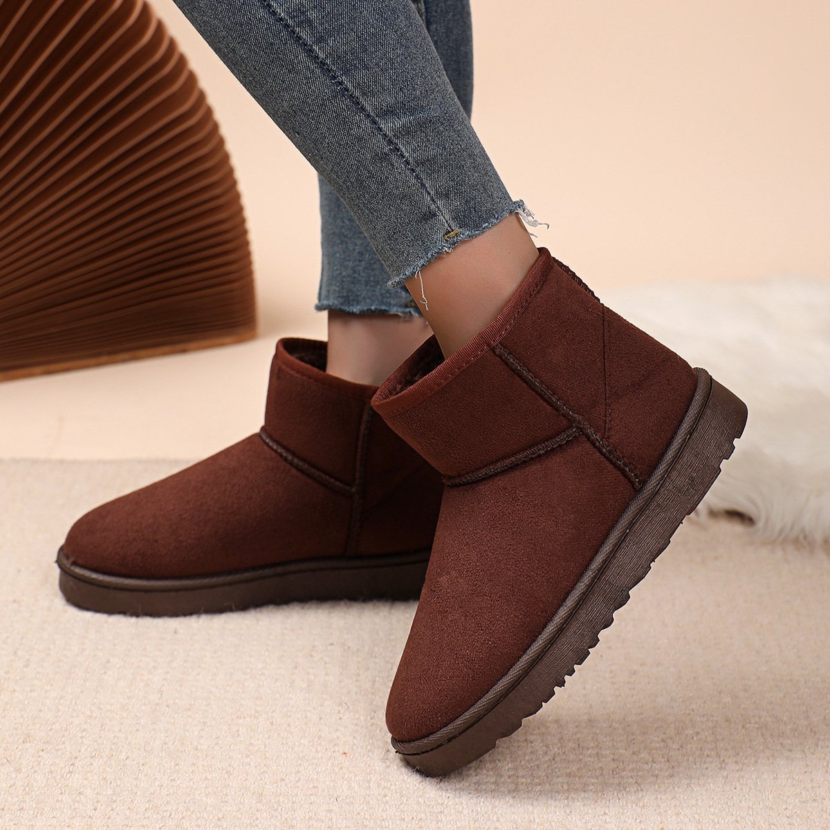 Botines de invierno para mujer en ante con forro de pelo - Lety