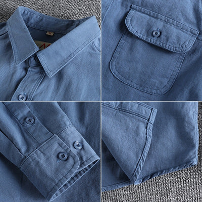 Camisa casual hombre bolsillos frontales estilo recto - Elías