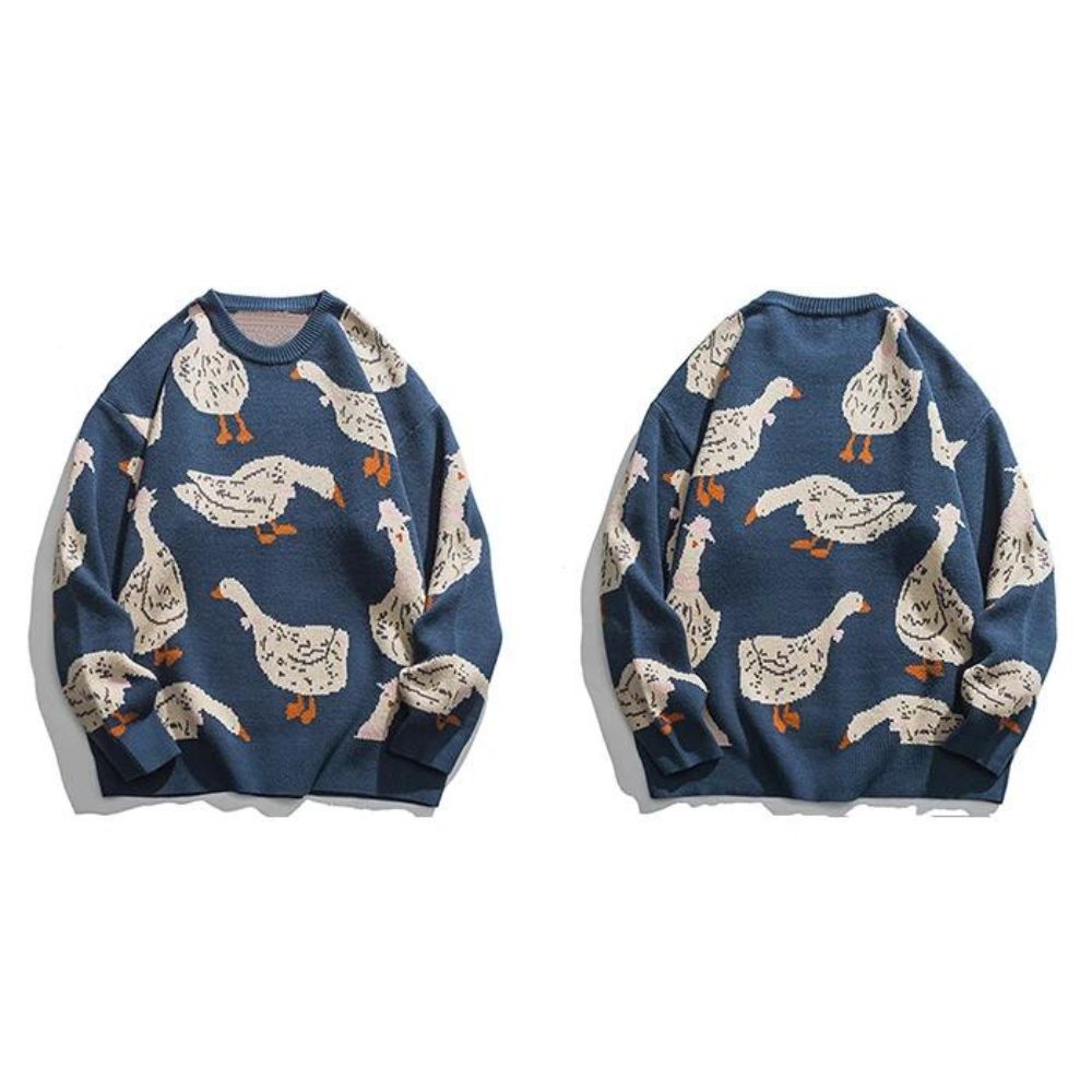 Haleny - Jersey de cuello redondo con estampado de patos