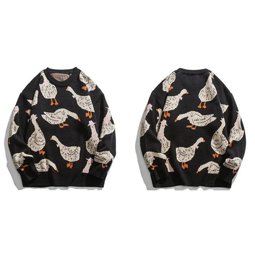 Haleny - Jersey de cuello redondo con estampado de patos