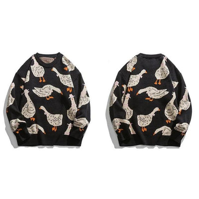 Haleny - Jersey de cuello redondo con estampado de patos