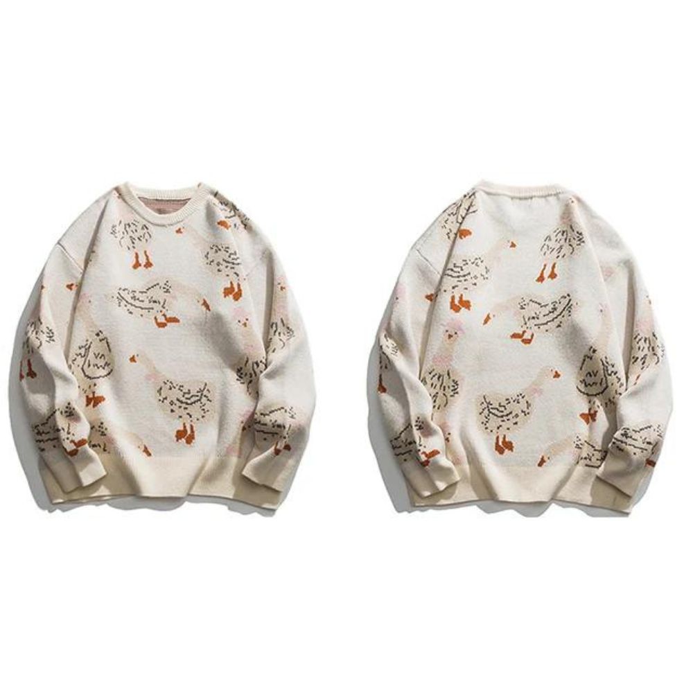 Haleny - Jersey de cuello redondo con estampado de patos