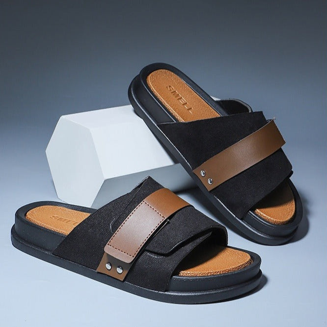 Sandalias para hombre de piel sintética cruzada diseño cómodo - Mateo